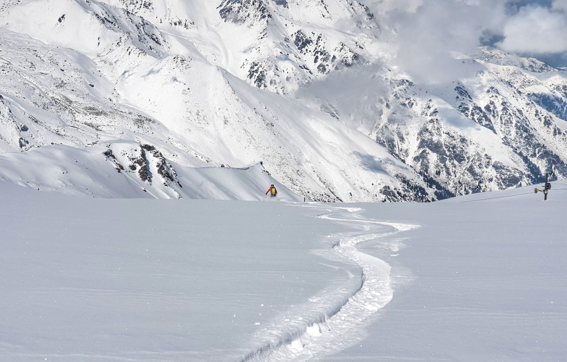 skiing powder in Cosmostation Almaty