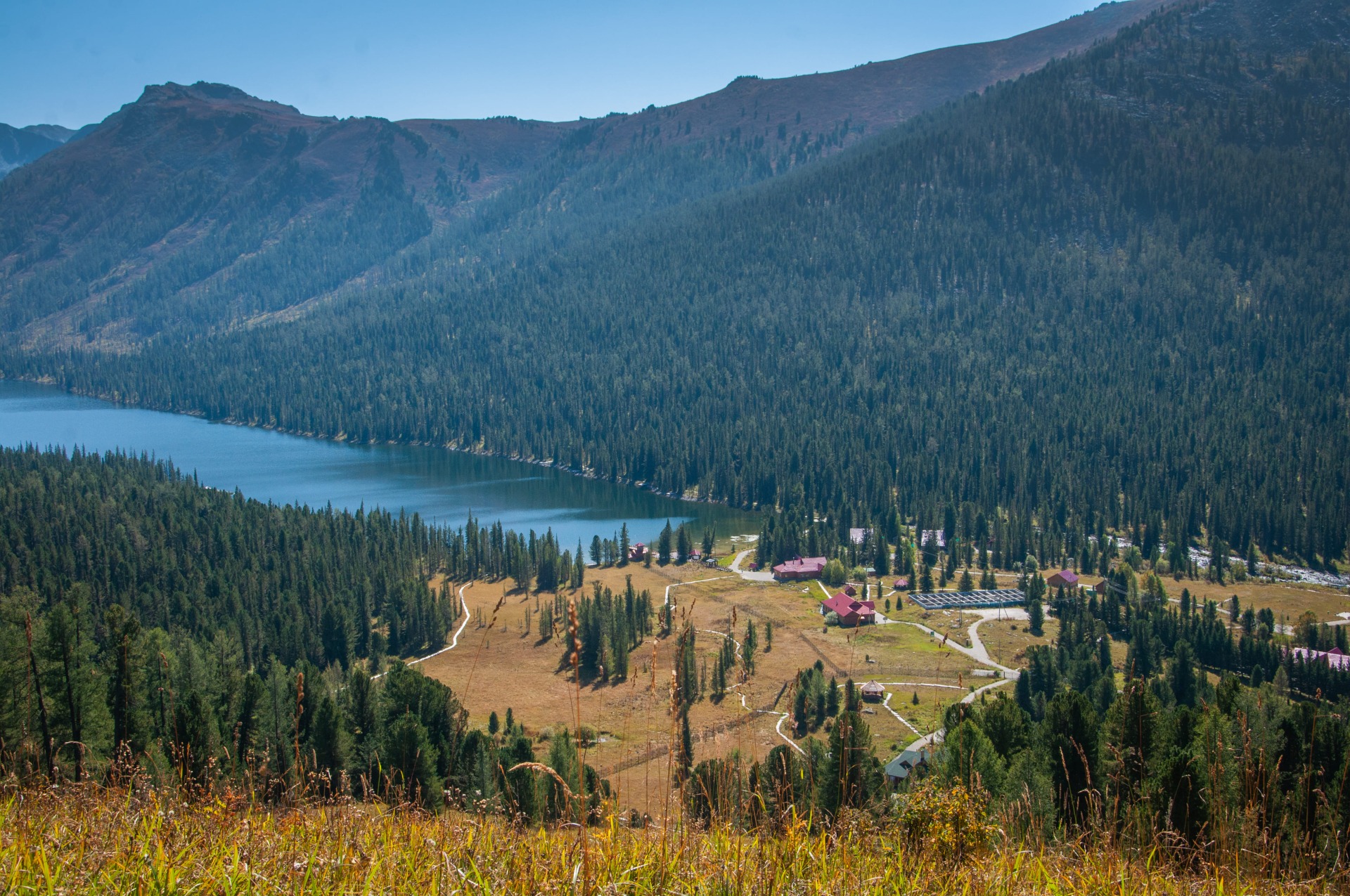 Hiking on Rakhmanov lakes in the Altay mountains of Kazakstan