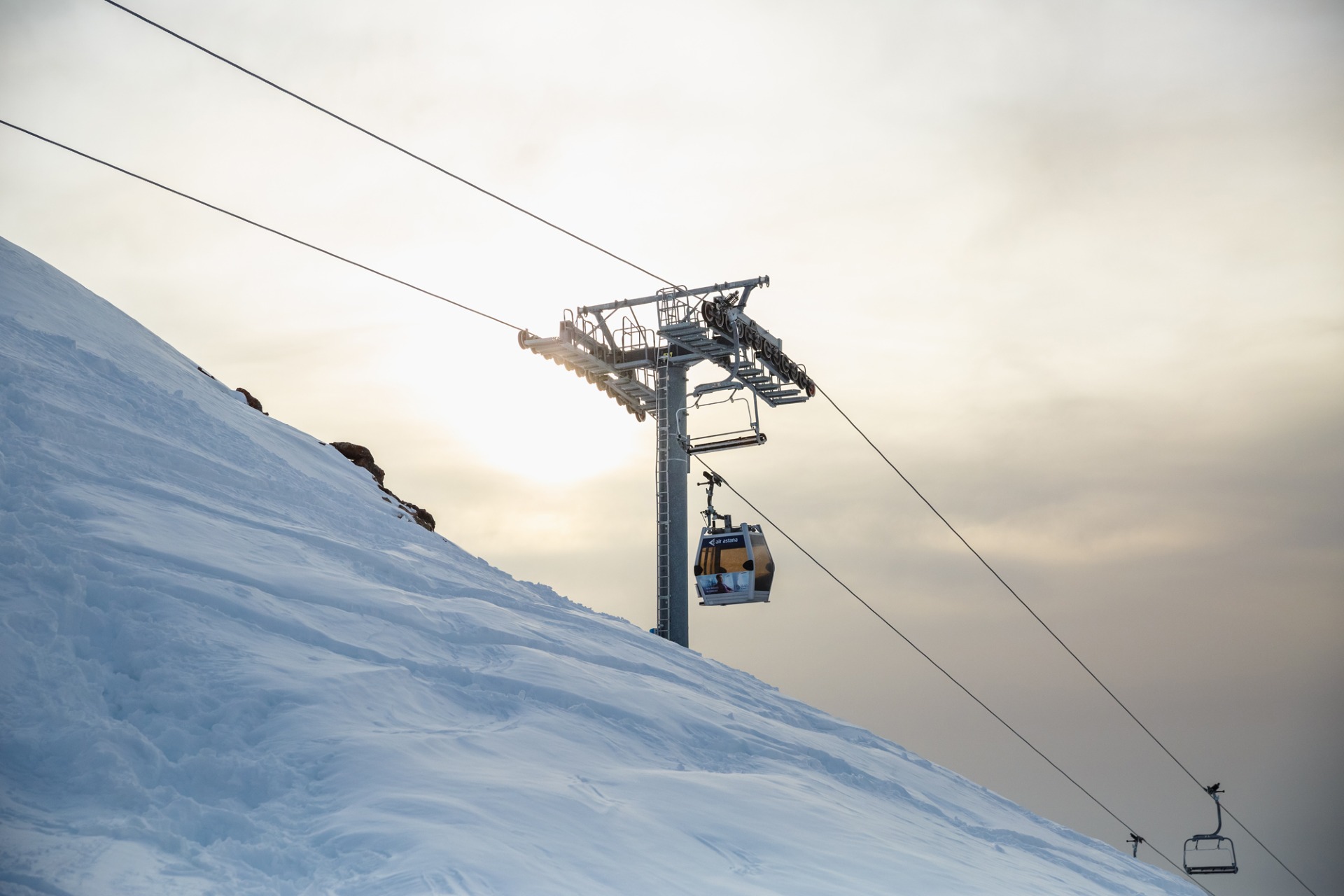 ski lifts at Shymbulak ski resort Almaty Kazakhstan