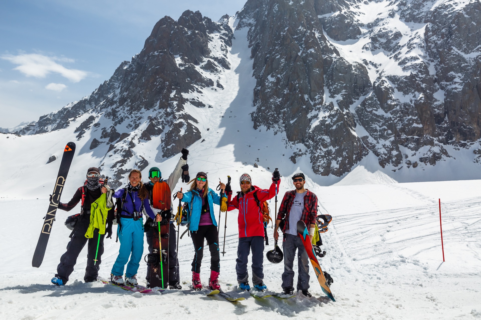 happy group after ski touring Til glacier 