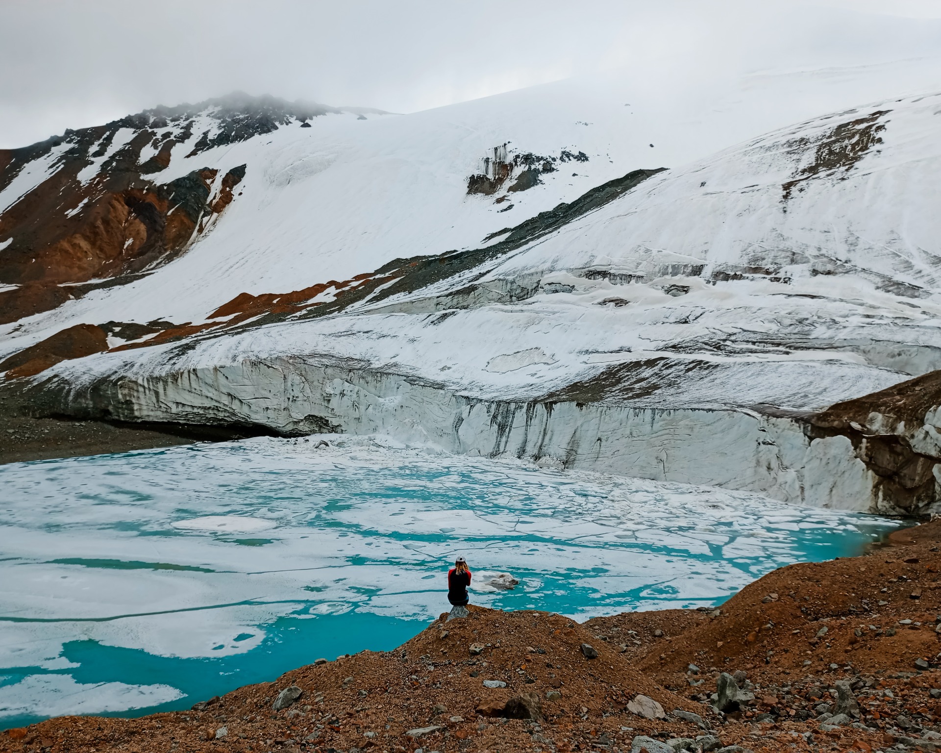 Moraine lake and glacier in Chon Turgen valley