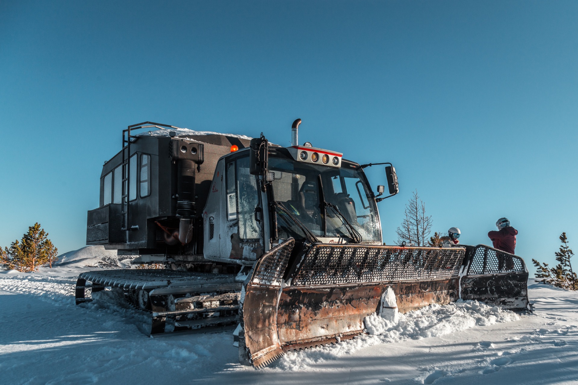 snowcat on a catski in the Altay mountains in ridder Kazakstan