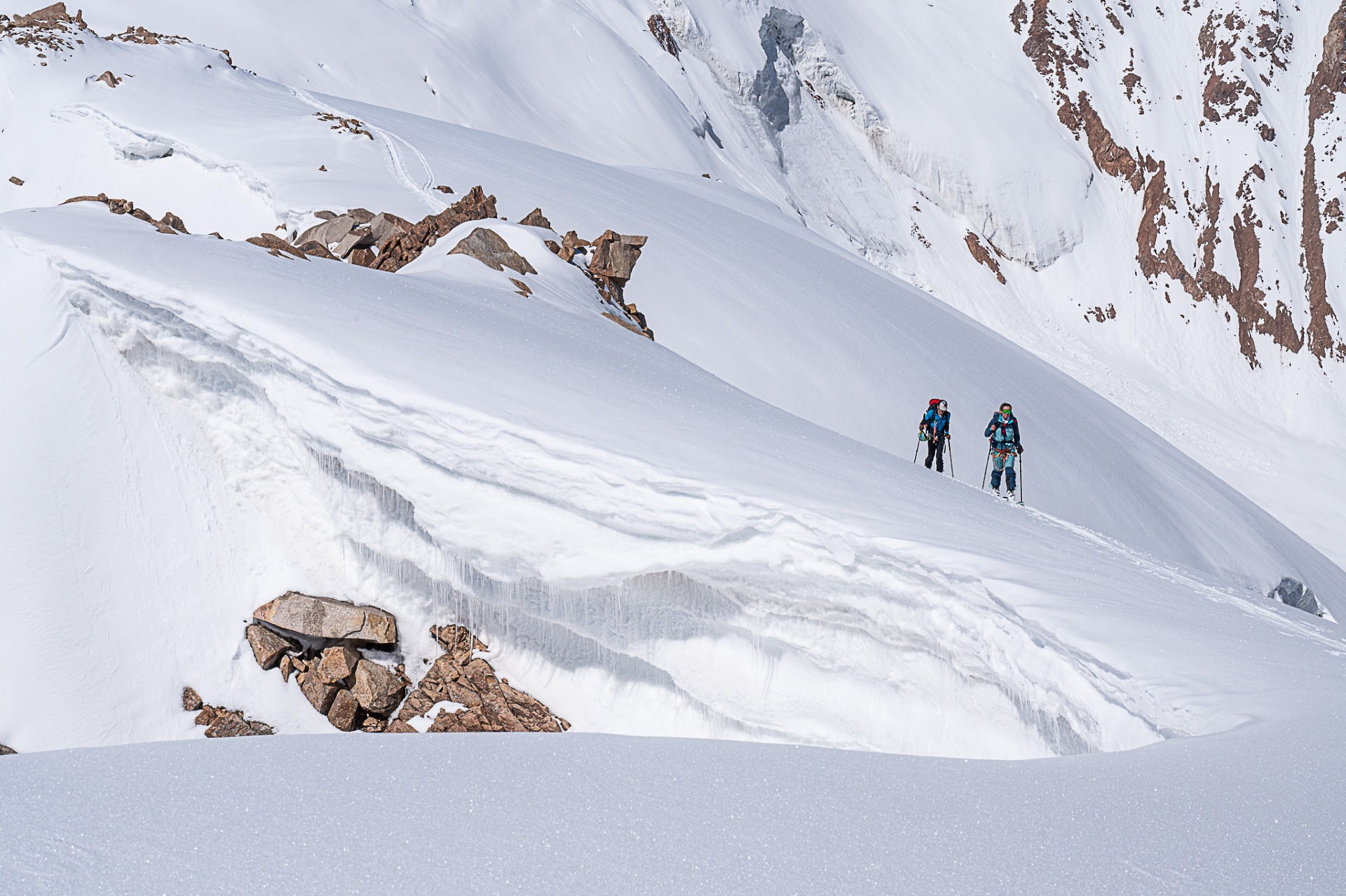 ski tour Ordzhonikidze peak in Tuyuk-su valley Kazakhstan