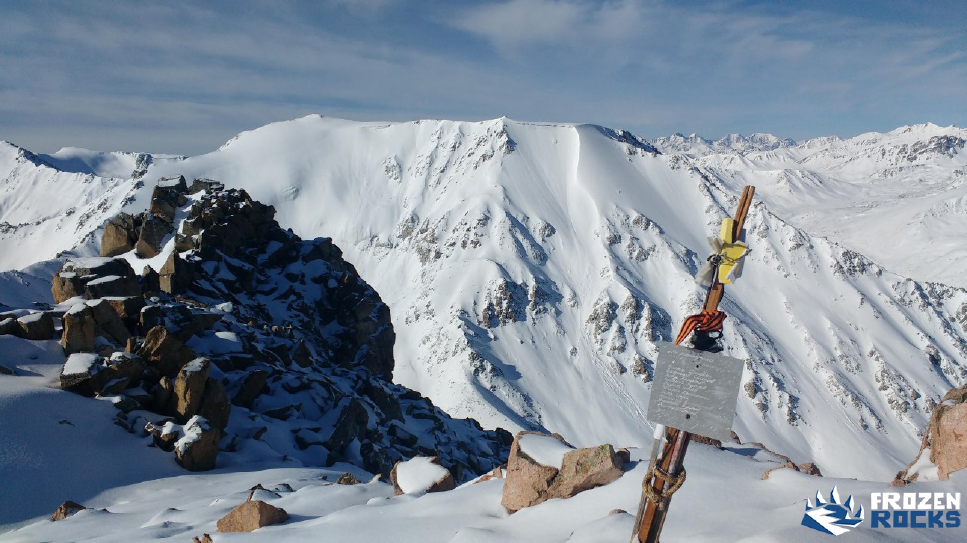 Tourist peak and Karnizny peak view from Cosmostation Almaty