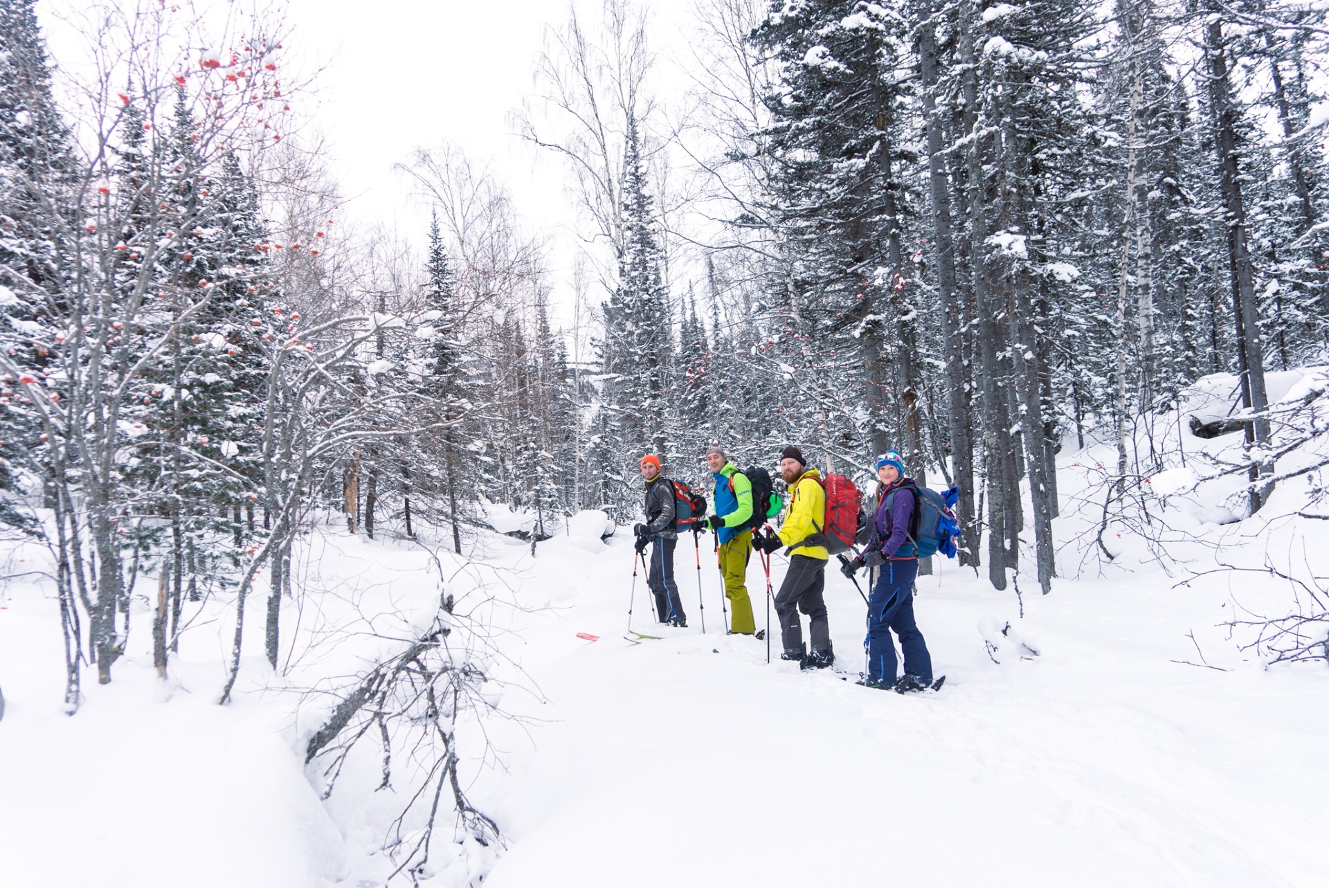 group on a ski tour in Ridder Kazakhstan