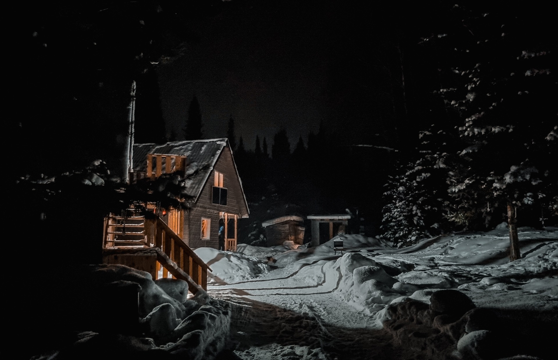 night mountain hut in Ridder Altai