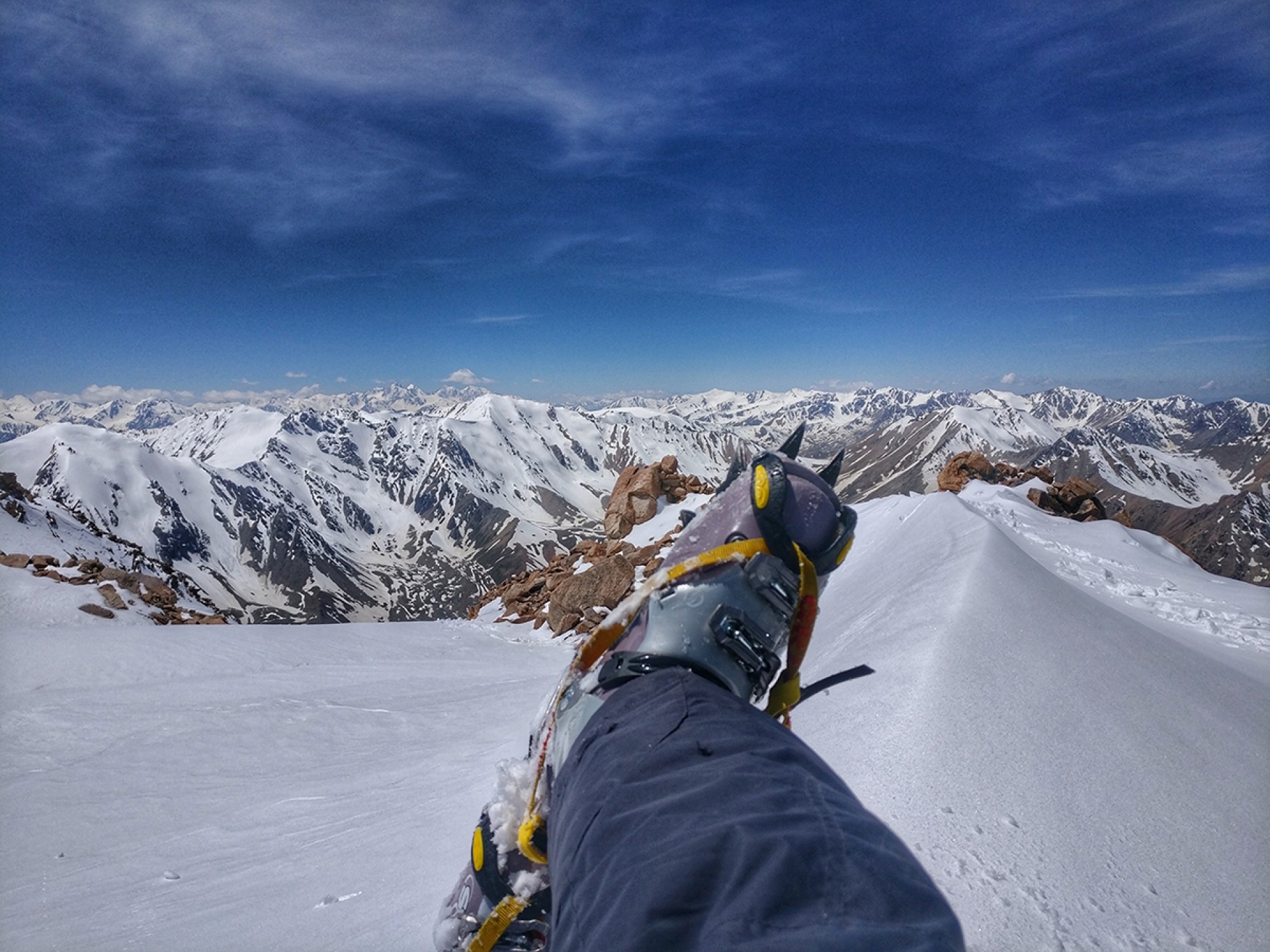 ski mountaineering in Almaty. Mountain peak view