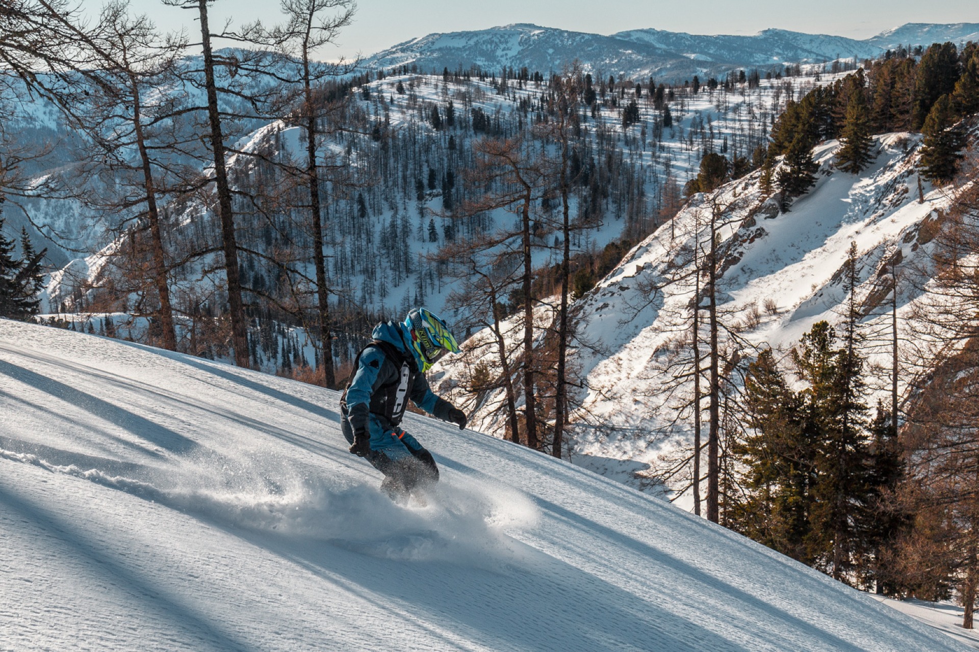 snowboarding in the Altai mountains in Ridder Kazakhstan