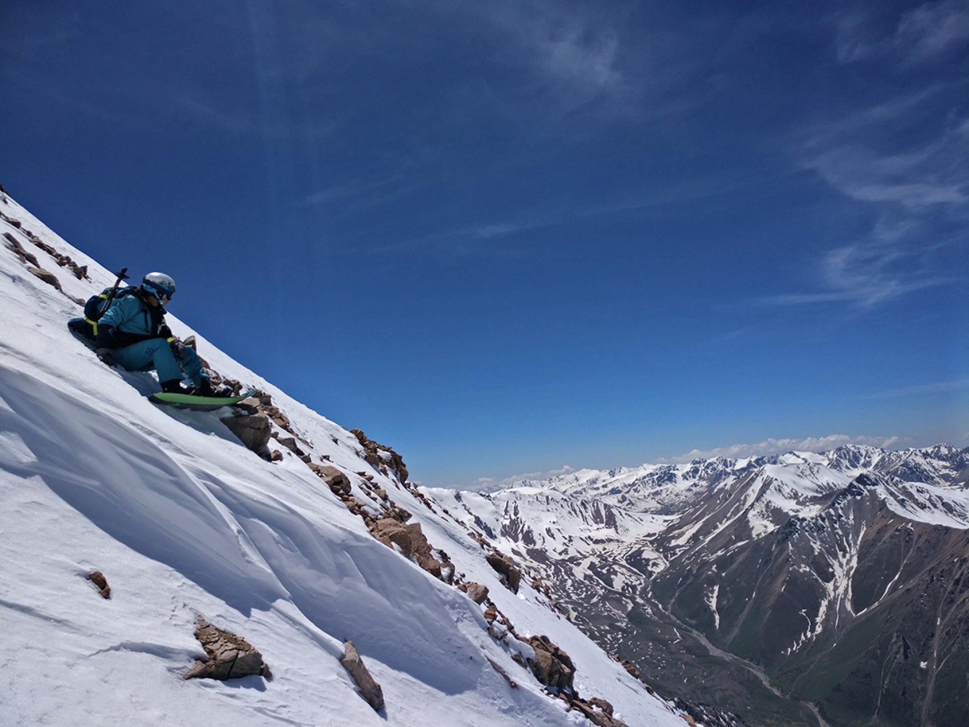 snowboarder on the slope of Soviet peak