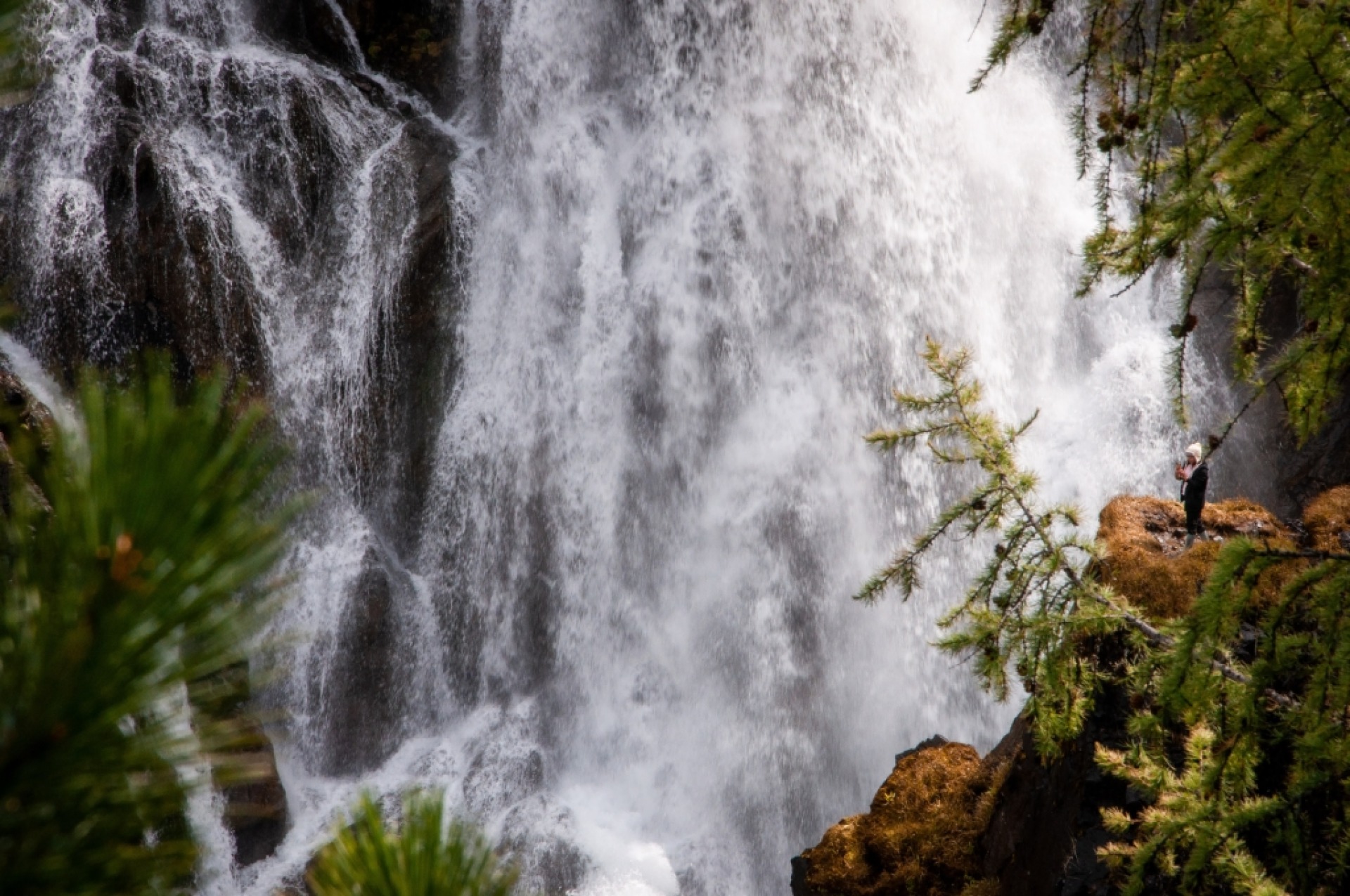 Trekking to waterfall in the Altai Kazakhstan