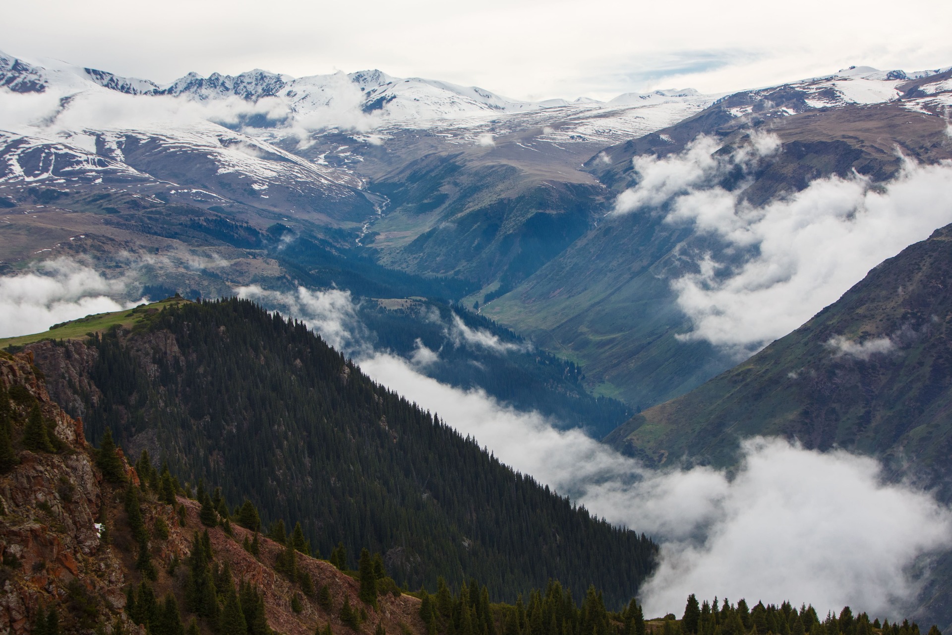 Trekking in the mountains of the Turgen valley in Kazakhstan