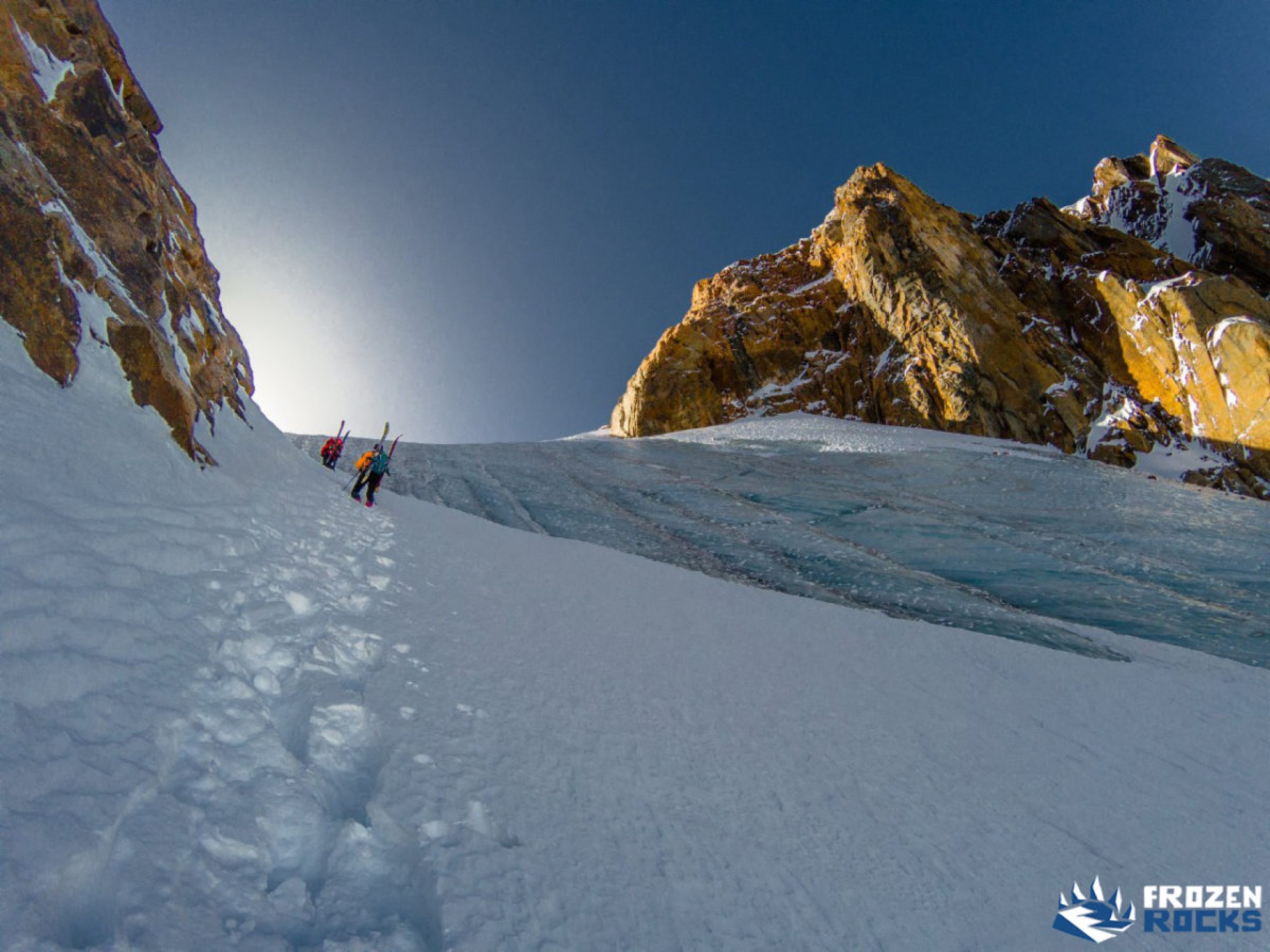 boot packing on Til Glacier Shymbulak skiers