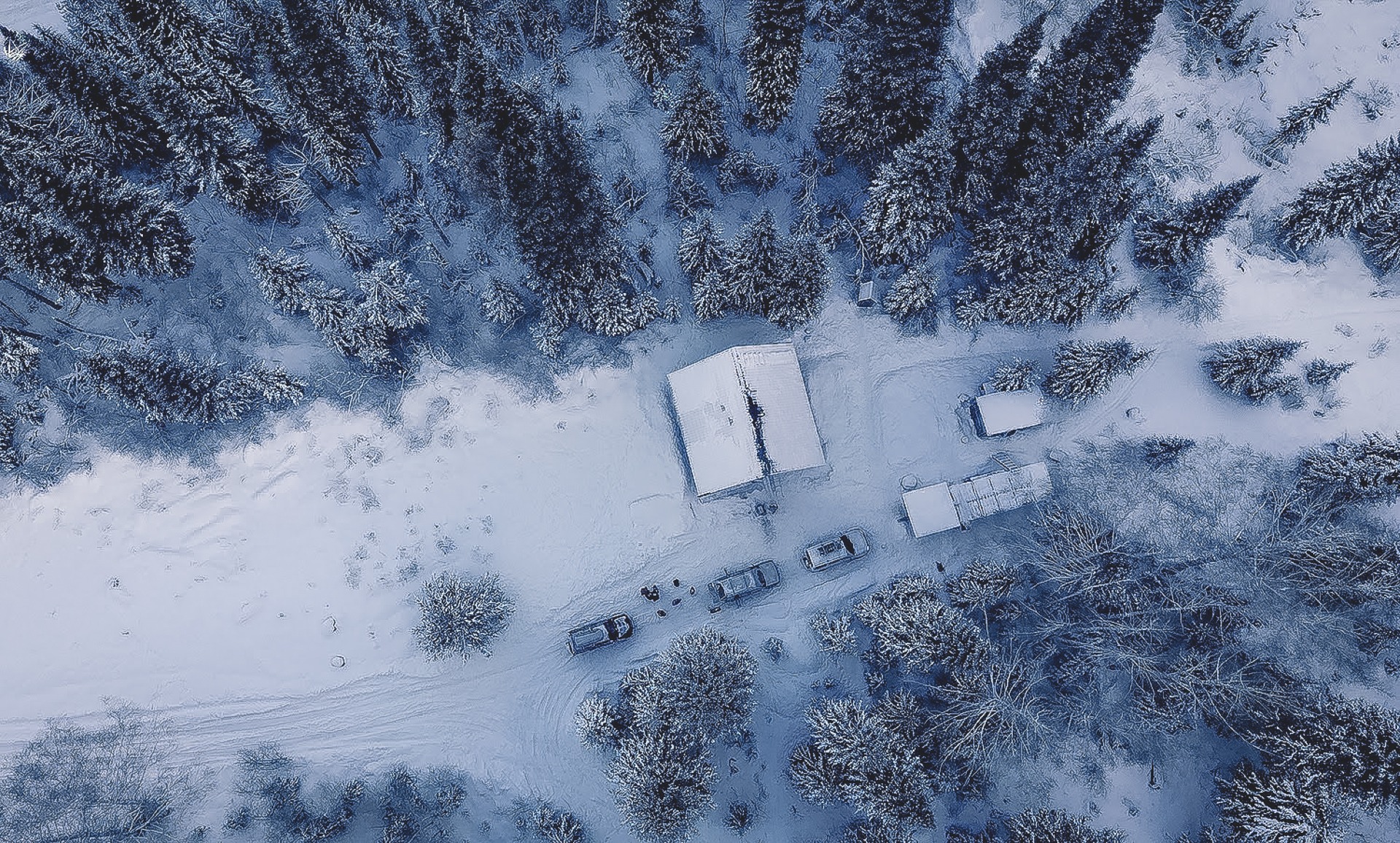 mountain hut in Ridder from the drone