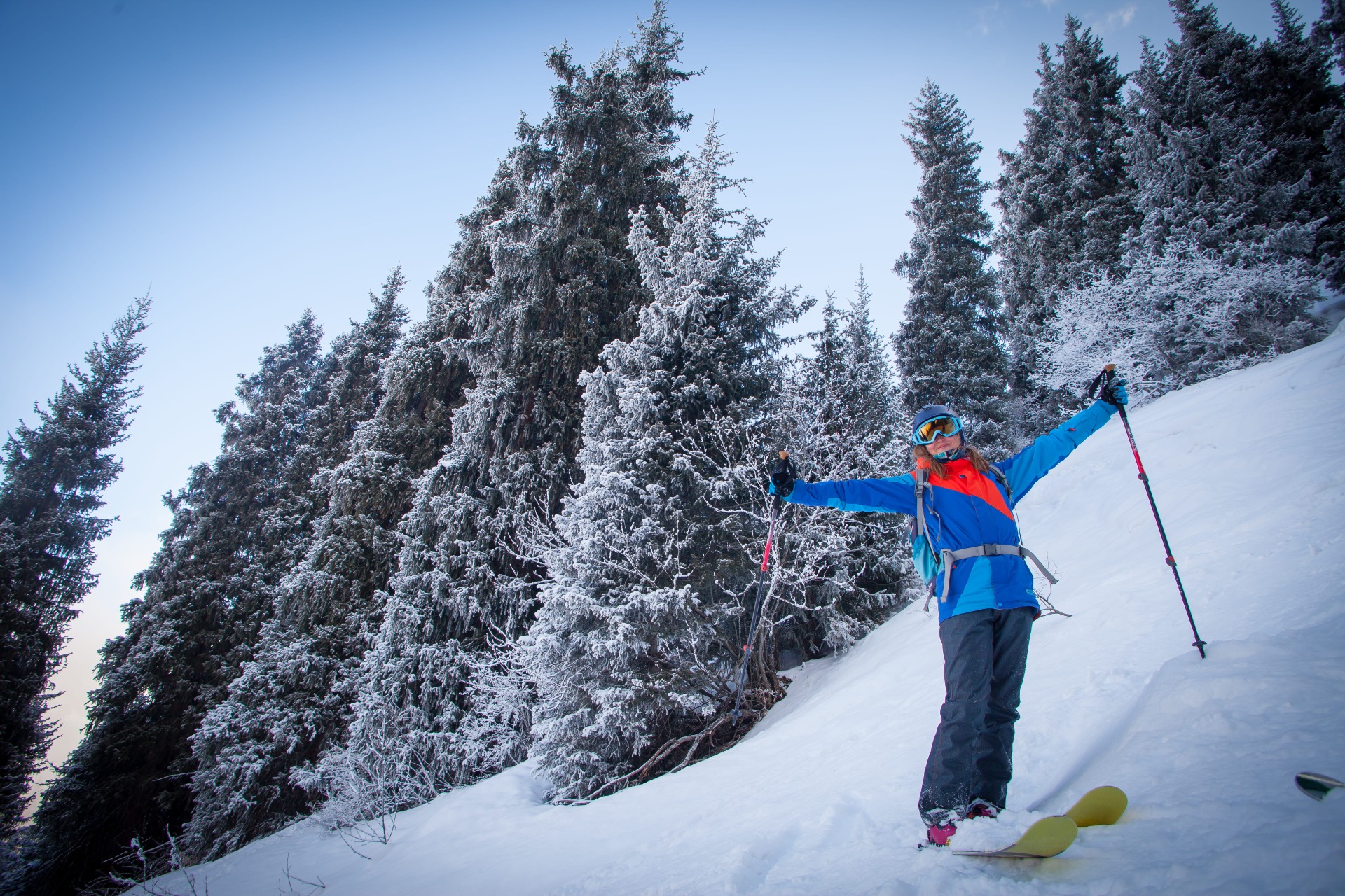 Happy Julia Polyakova at Ak-bulak ski resort