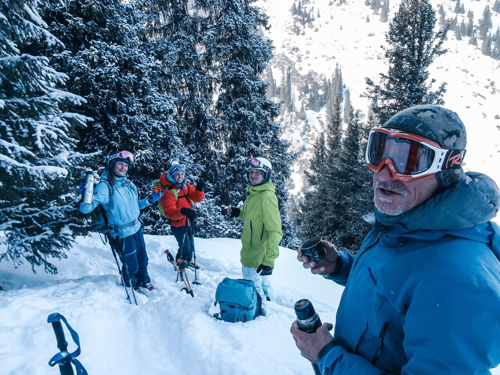 ski touring on powder in Ketpen mountain gorge