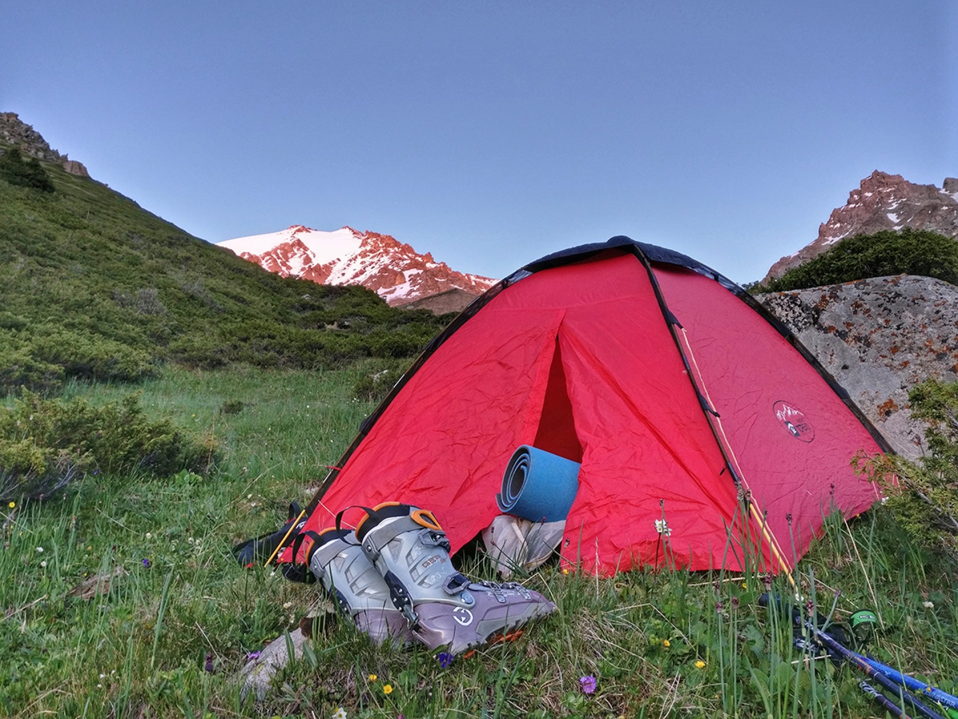 camping in Big Almaty lake before backcountry on Soviet Peak