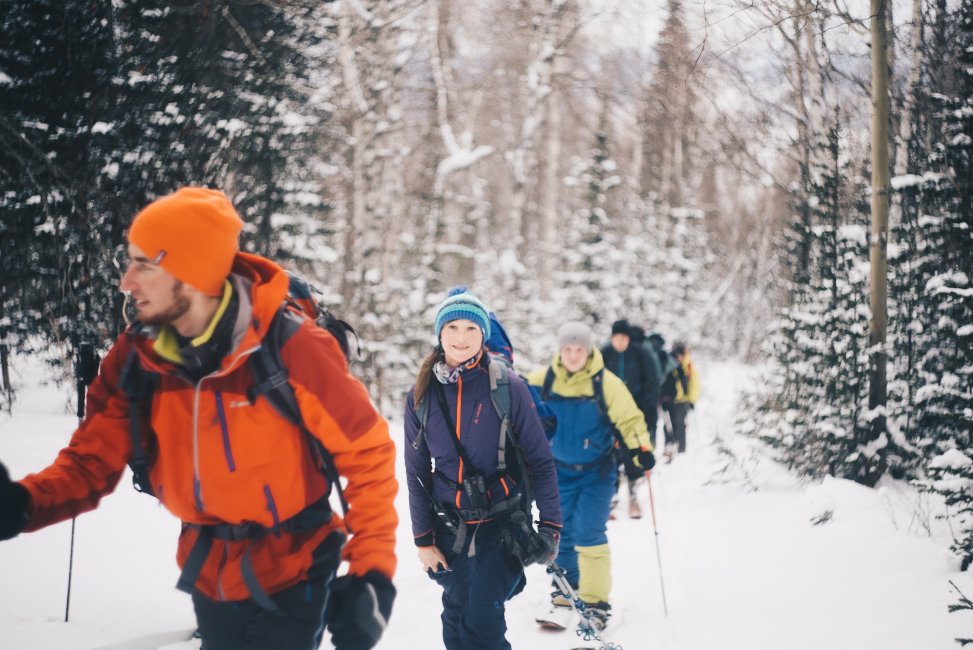 group in the trees of Ridder Altay mountains