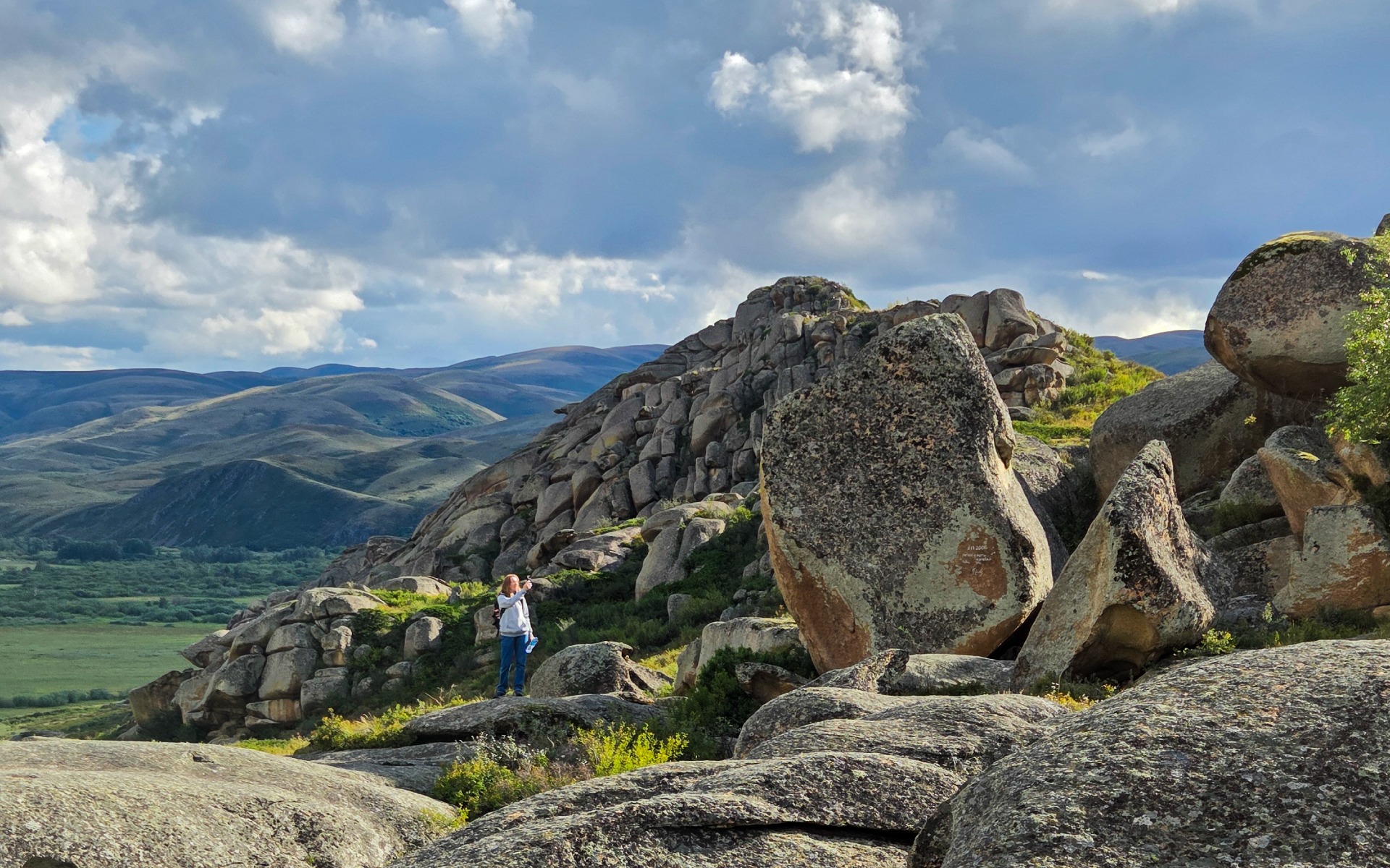 Hiking on Sibin lakes area in the Altay mountains of Kazakstan