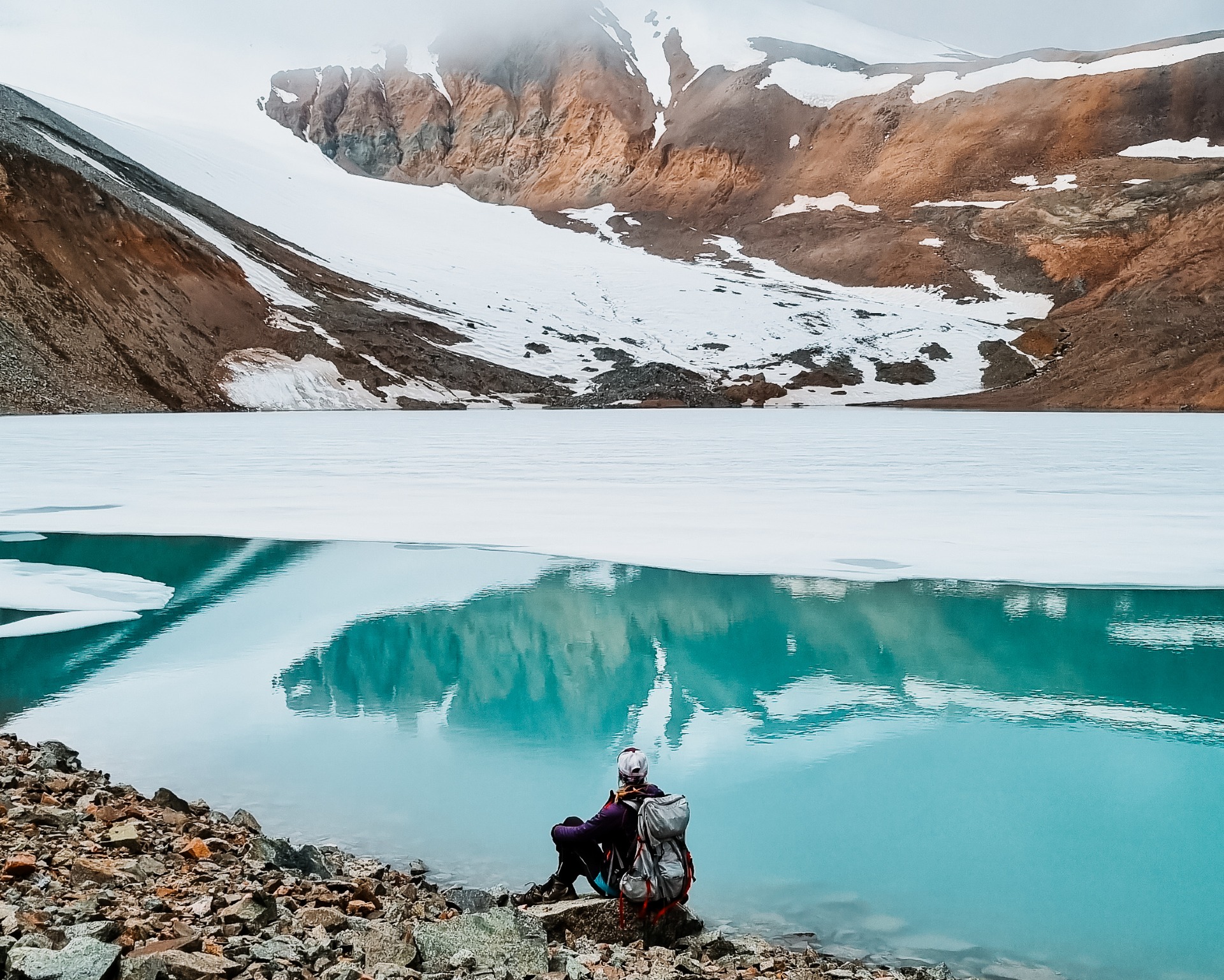 glacier lake in Chon Turgen while trekking in Kazakhstan